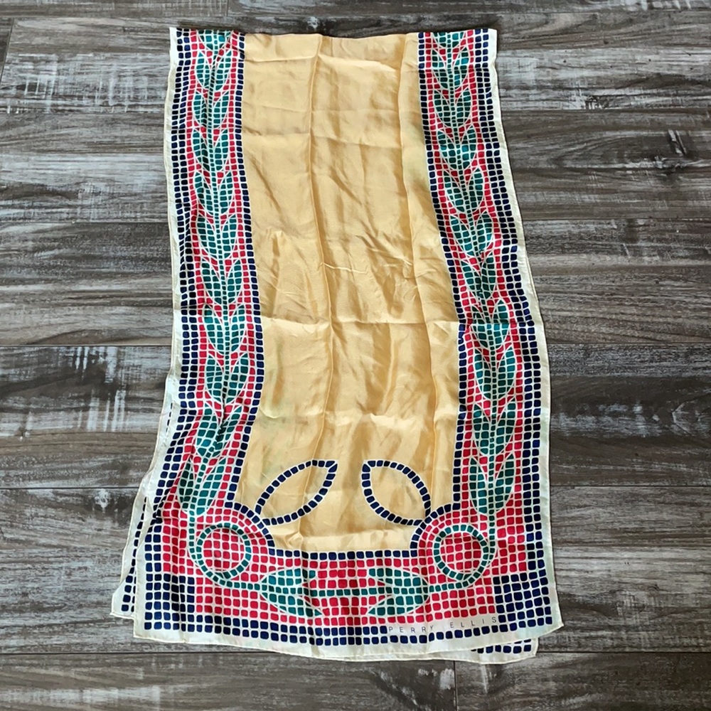Perry Ellis Vintage 100% Silk Scarf - Picture 5 of 7